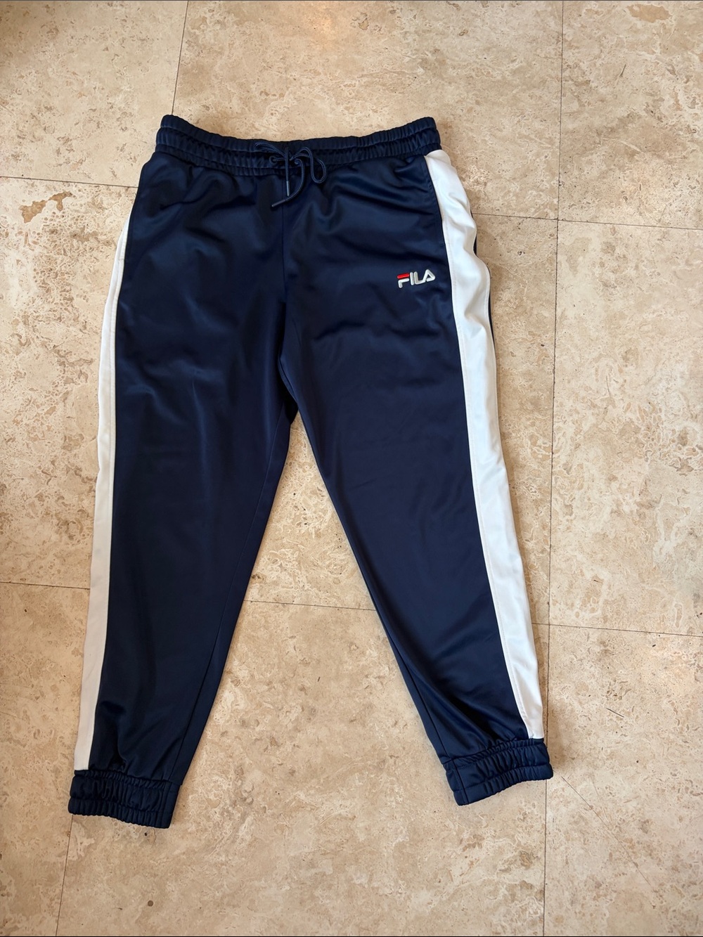 FILA Navy Track Pants with White Side Stripe